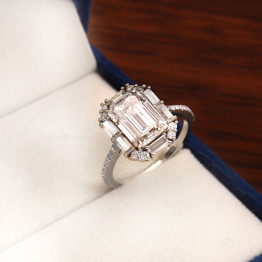 Luxury 3 Carat Emerald Moissanite Ring for Her, Elegant Sterling Silver Statement Jewelry Gift