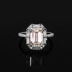 Luxury 3 Carat Emerald Moissanite Ring for Her, Elegant Sterling Silver Statement Jewelry Gift