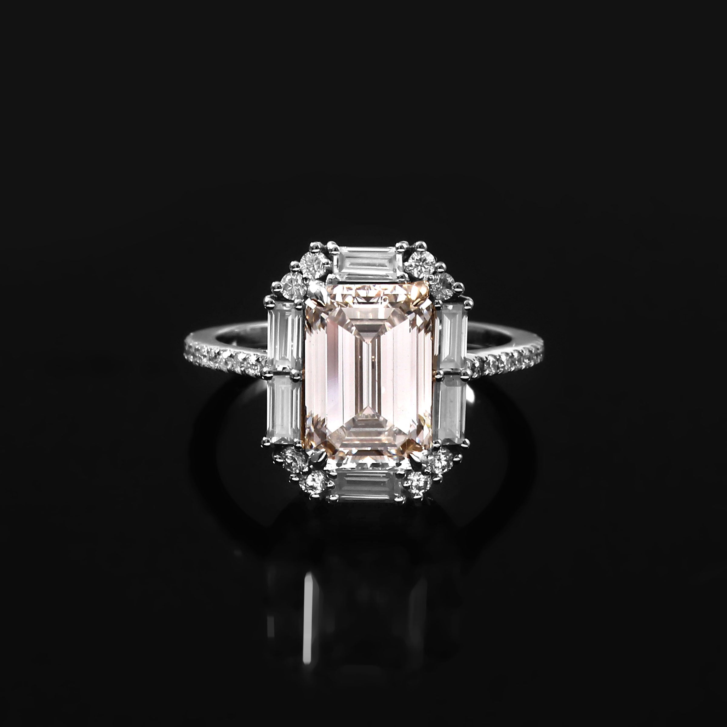 Luxury 3 Carat Emerald Moissanite Ring for Her, Elegant Sterling Silver Statement Jewelry Gift