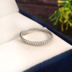 Half Eternity Moissanite Band Ring for Her, Dainty Wedding Anniversary Stackable Fine Jewelry Gift