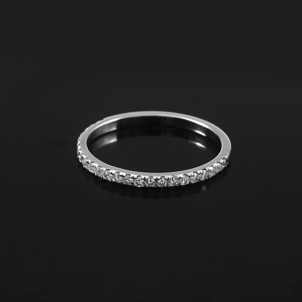 Half Eternity Moissanite Band Ring for Her, Dainty Wedding Anniversary Stackable Fine Jewelry Gift