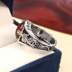 Majestic Dragon Ring with Opal for Him, Fantasy-Inspired Sterling Silver Statement Jewelry Gift