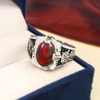 Majestic Dragon Ring with Opal for Him, Fantasy-Inspired Sterling Silver Statement Jewelry Gift