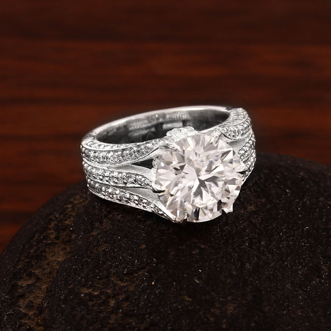 Elegant Moissanite Engagement Ring for Her, Timeless Sparkle, Bridal Jewelry and Romantic Gift Hover Image