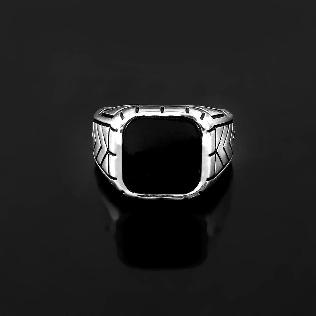Bold Cushion Cut Black Onyx Ring for Men, Classic Statement Jewelry with Timeless Style