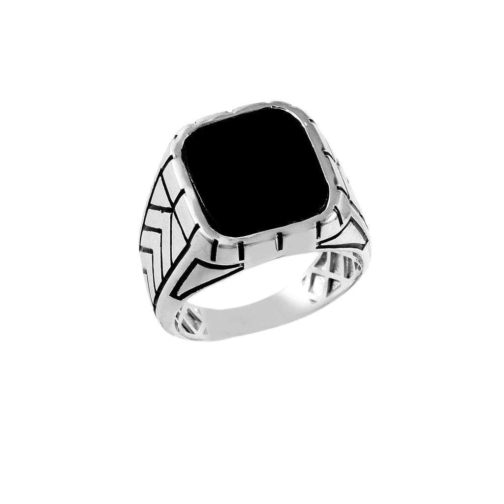 Bold Cushion Cut Black Onyx Ring for Men, Classic Statement Jewelry with Timeless Style