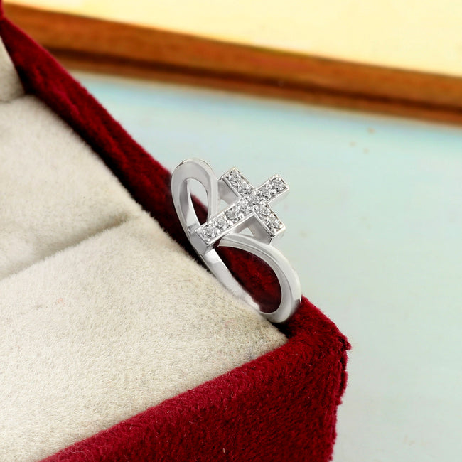 Premium Moissanite Jedgus Cross Ring in Sterling Silver, Faith Inspired Luxury Statement Jewelry for Men Main Image