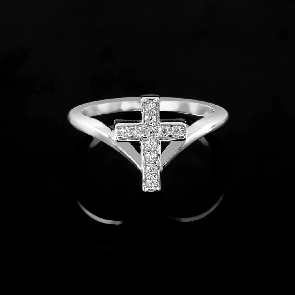 Premium Moissanite Jedgus Cross Ring in Sterling Silver, Faith Inspired Luxury Statement Jewelry for Men