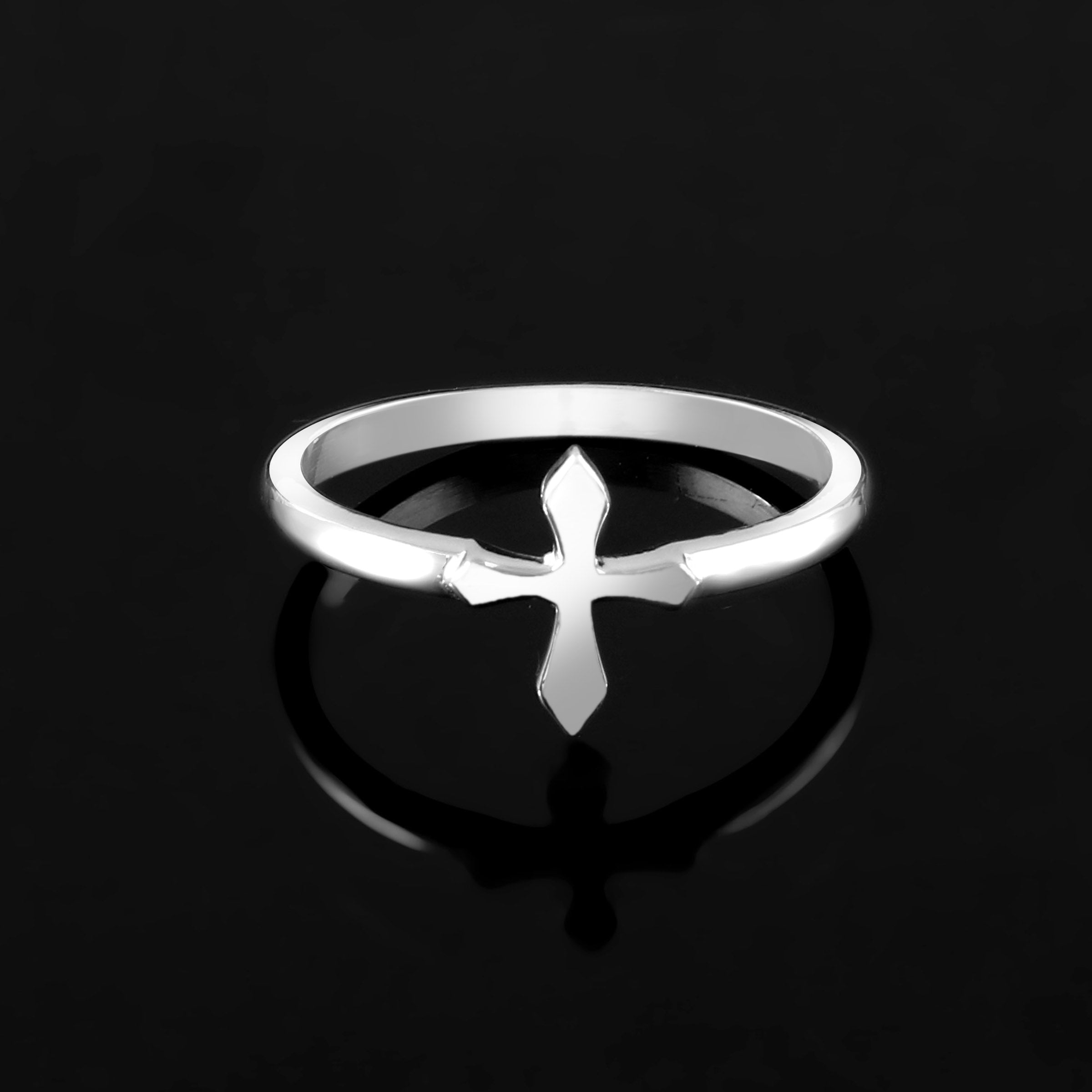 Faith Inspired Jedgus Cross Ring with Moissanite, Sterling Silver Statement Jewelry for Men and Women