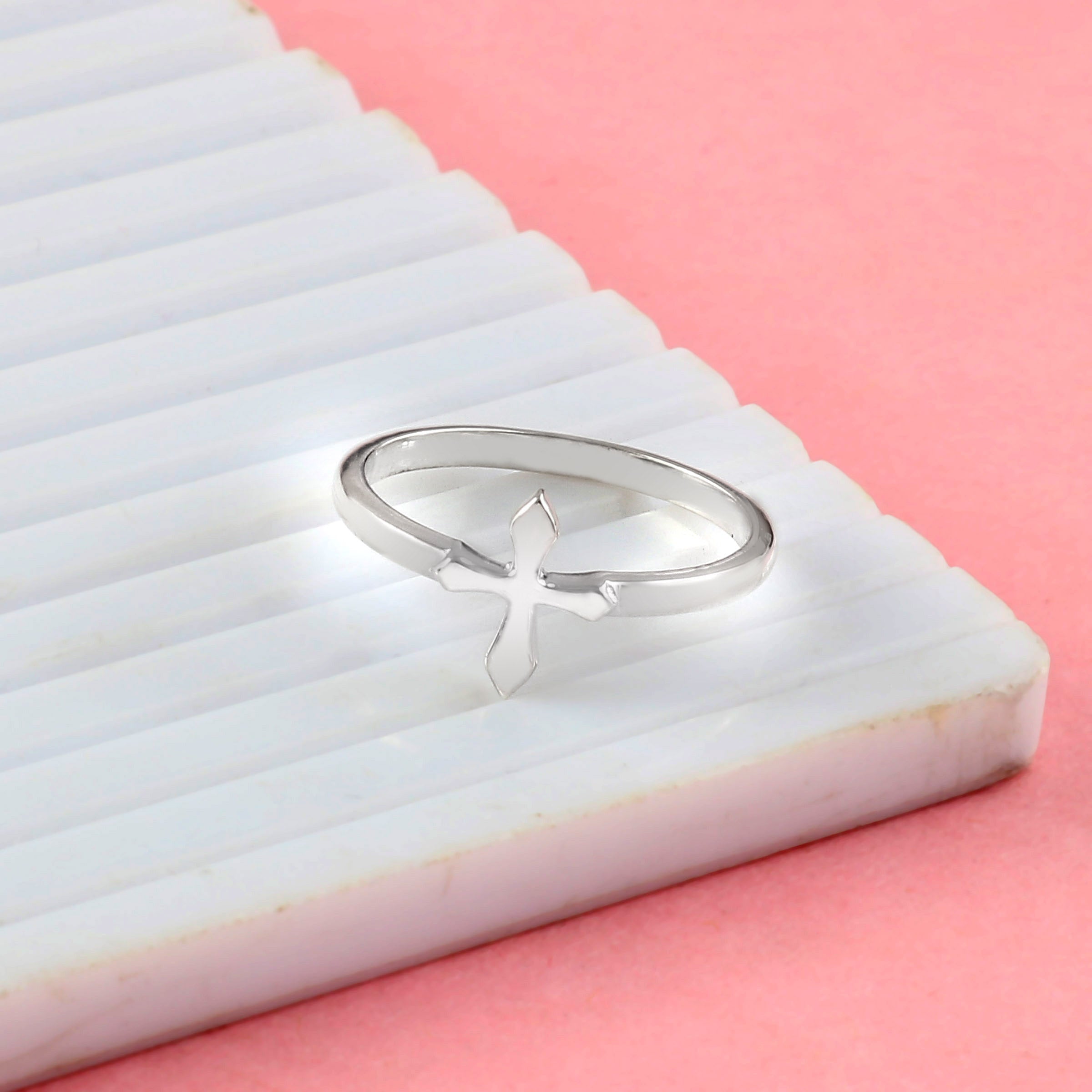 Faith Inspired Jedgus Cross Ring with Moissanite, Sterling Silver Statement Jewelry for Men and Women