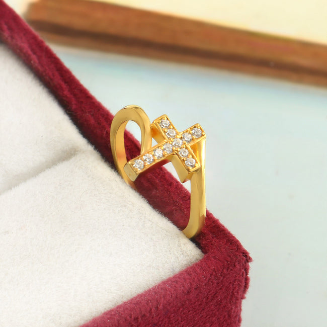 Faith Inspired Jedgus Cross Ring with Moissanite in Sterling Silver, Elegant Unisex Statement Jewelry Main Image