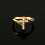 Faith Inspired Jedgus Cross Ring with Moissanite in Sterling Silver, Elegant Unisex Statement Jewelry