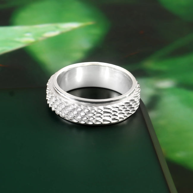 Dragon Skin Spinner Ring for Men and Women, Stress Relief Band with Unique Textured Design Hover Image