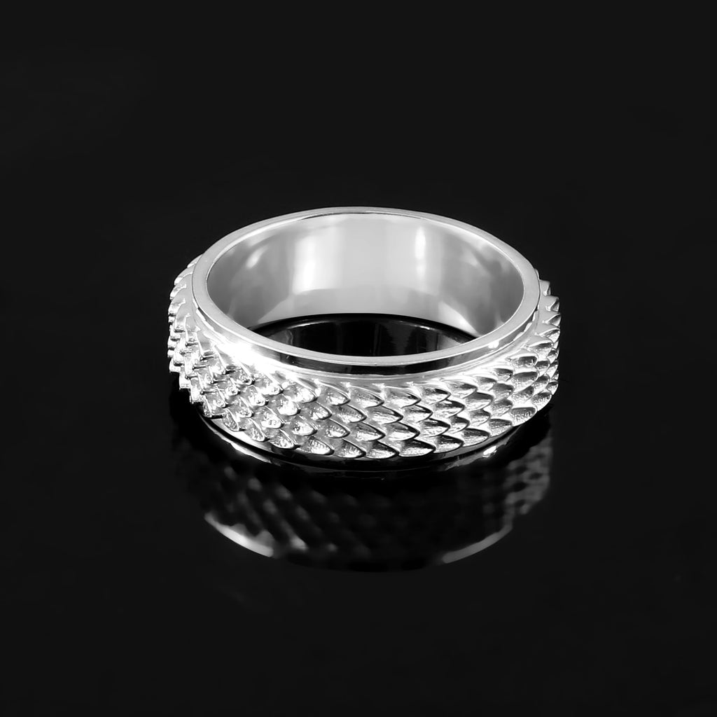 Dragon Skin Spinner Ring for Men and Women, Stress Relief Band with Unique Textured Design