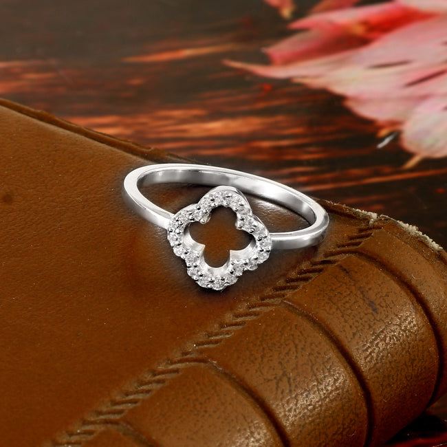 Elegant Four Leaf Clover Moissanite Ring for Her, Lucky Charm Fine Jewelry Gift Main Image