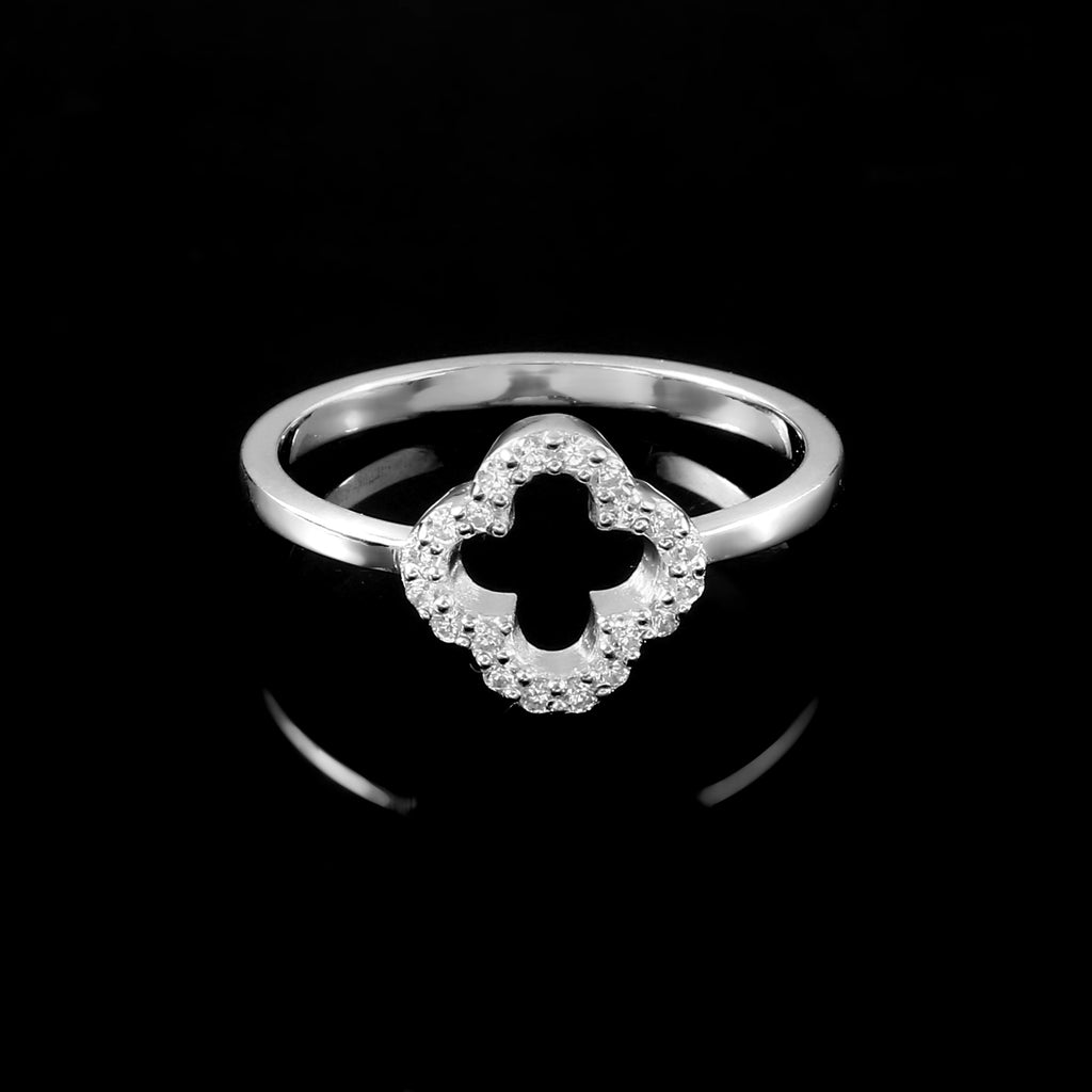Elegant Four Leaf Clover Moissanite Ring for Her, Lucky Charm Fine Jewelry Gift