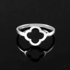 Lucky Four Leaf Clover Ring for Her, Elegant Nature Inspired Jewelry Gift for Women