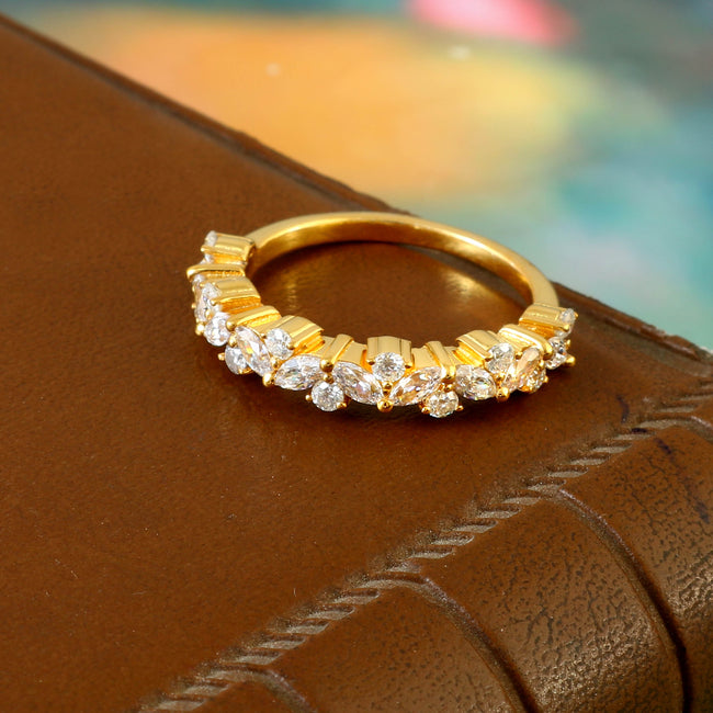 Elegant Marquise and Round Moissanite Band for Her, Sparkling Wedding Anniversary Ring Main Image