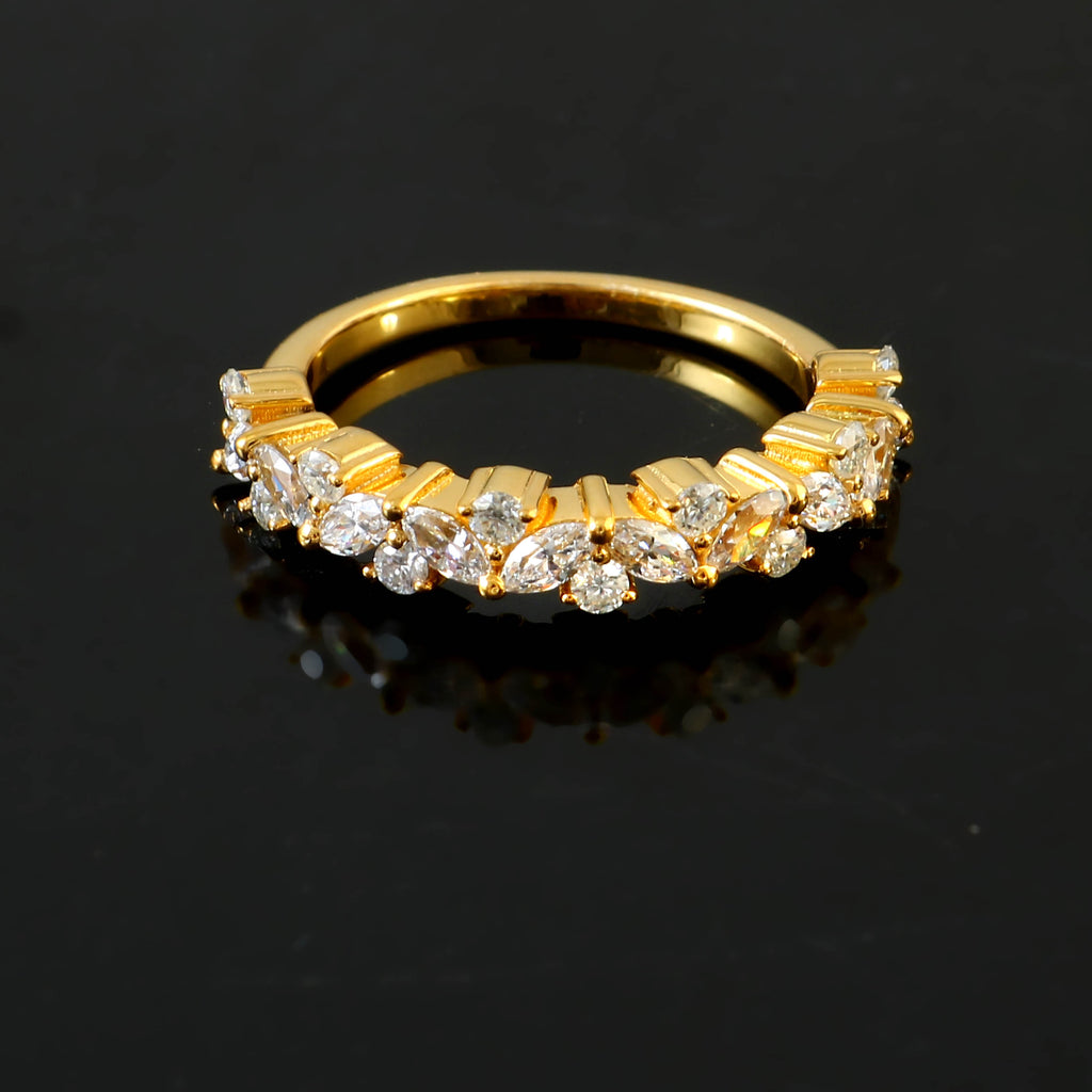 Elegant Marquise and Round Moissanite Band for Her, Sparkling Wedding Anniversary Ring
