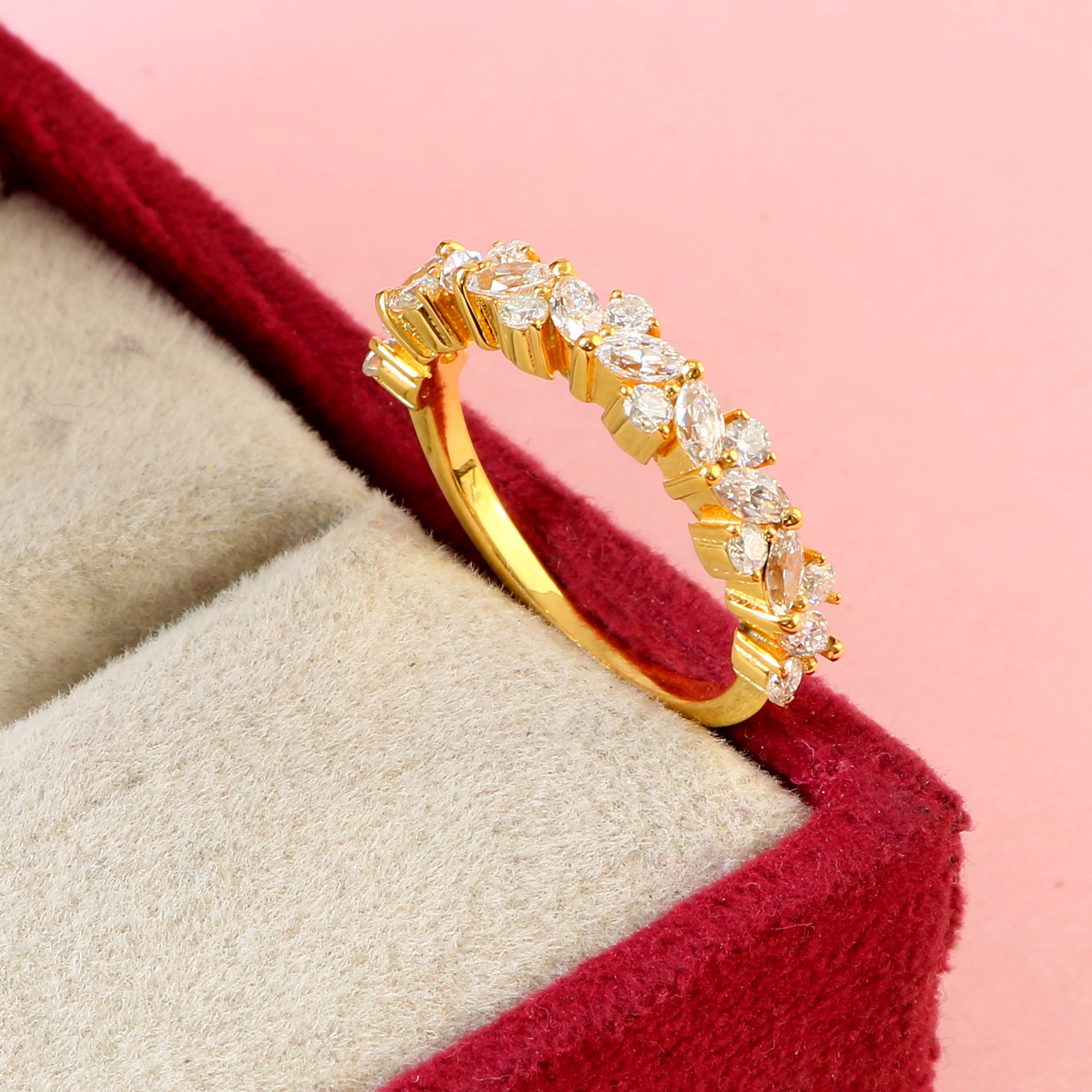 Elegant Marquise and Round Moissanite Band for Her, Sparkling Wedding Anniversary Ring