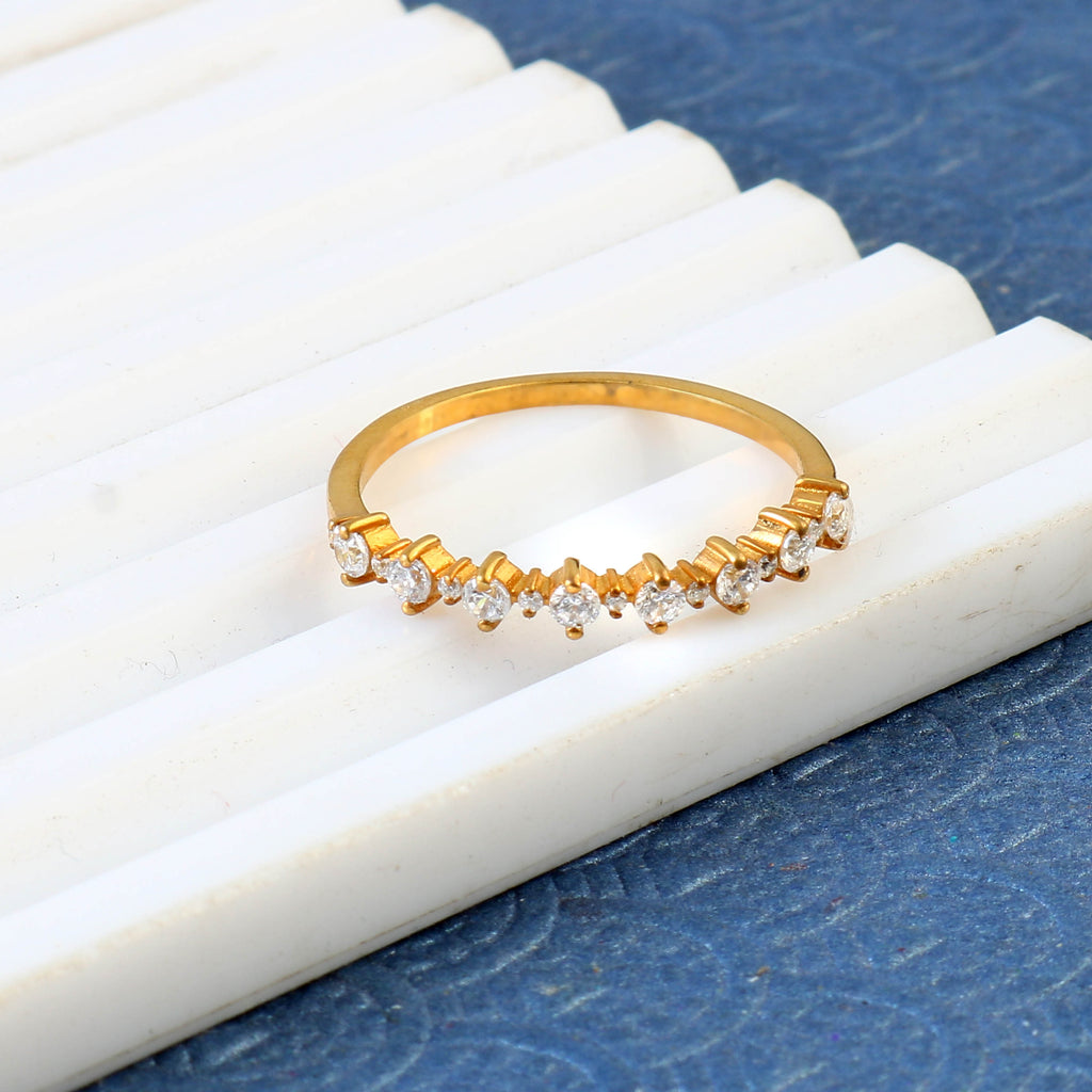 Elegant Half Eternity Moissanite Band for Her, Sparkling Wedding Anniversary Stackable Ring