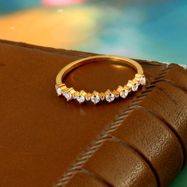Elegant Half Eternity Moissanite Band for Her, Sparkling Wedding Anniversary Stackable Ring Main Image