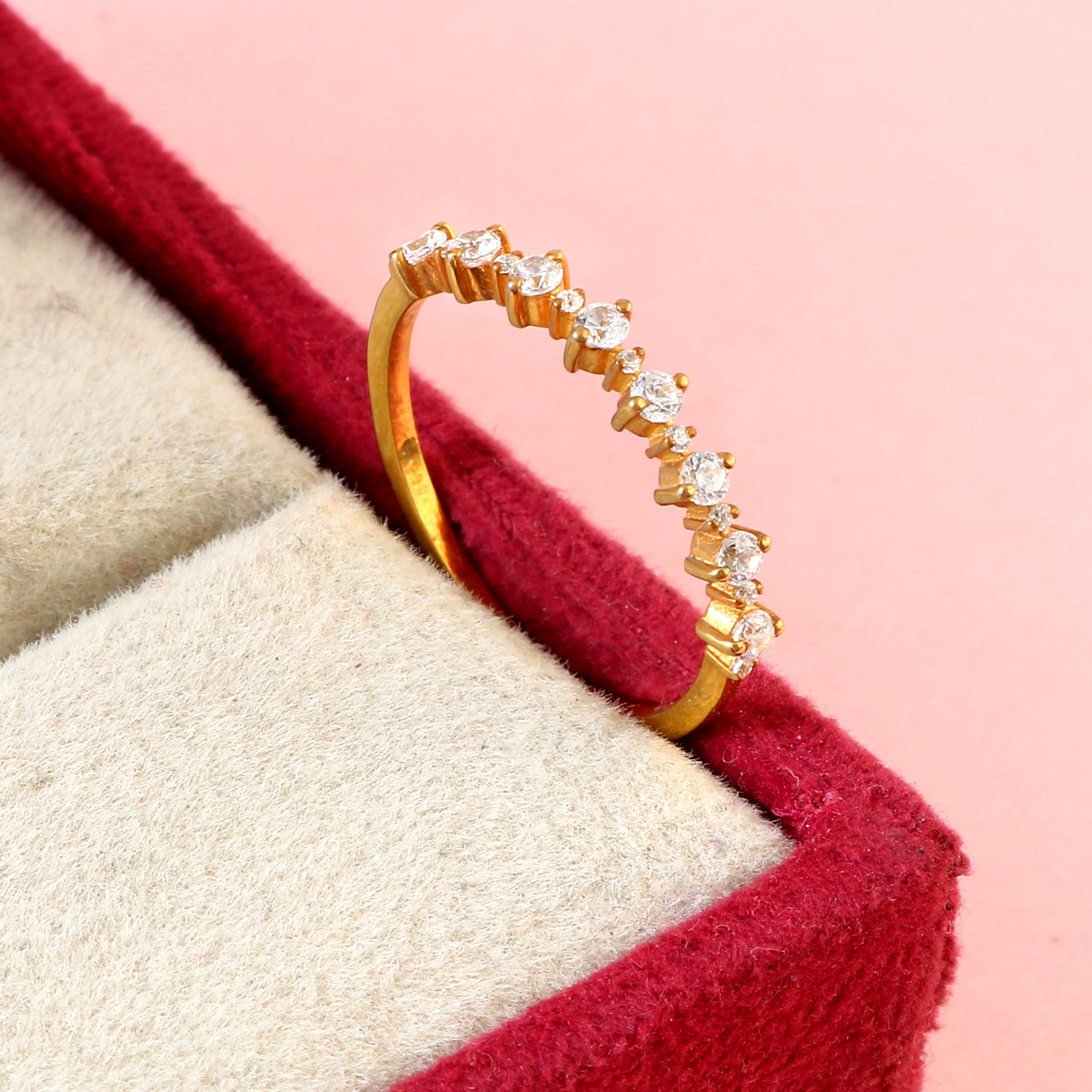 Elegant Half Eternity Moissanite Band for Her, Sparkling Wedding Anniversary Stackable Ring