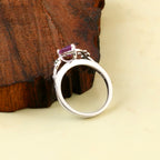 Natural Amethyst Bridal Ring for Her, Nature Inspired Engagement Wedding Jewelry with Elegance