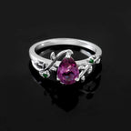 Natural Amethyst Bridal Ring for Her, Nature Inspired Engagement Wedding Jewelry with Elegance