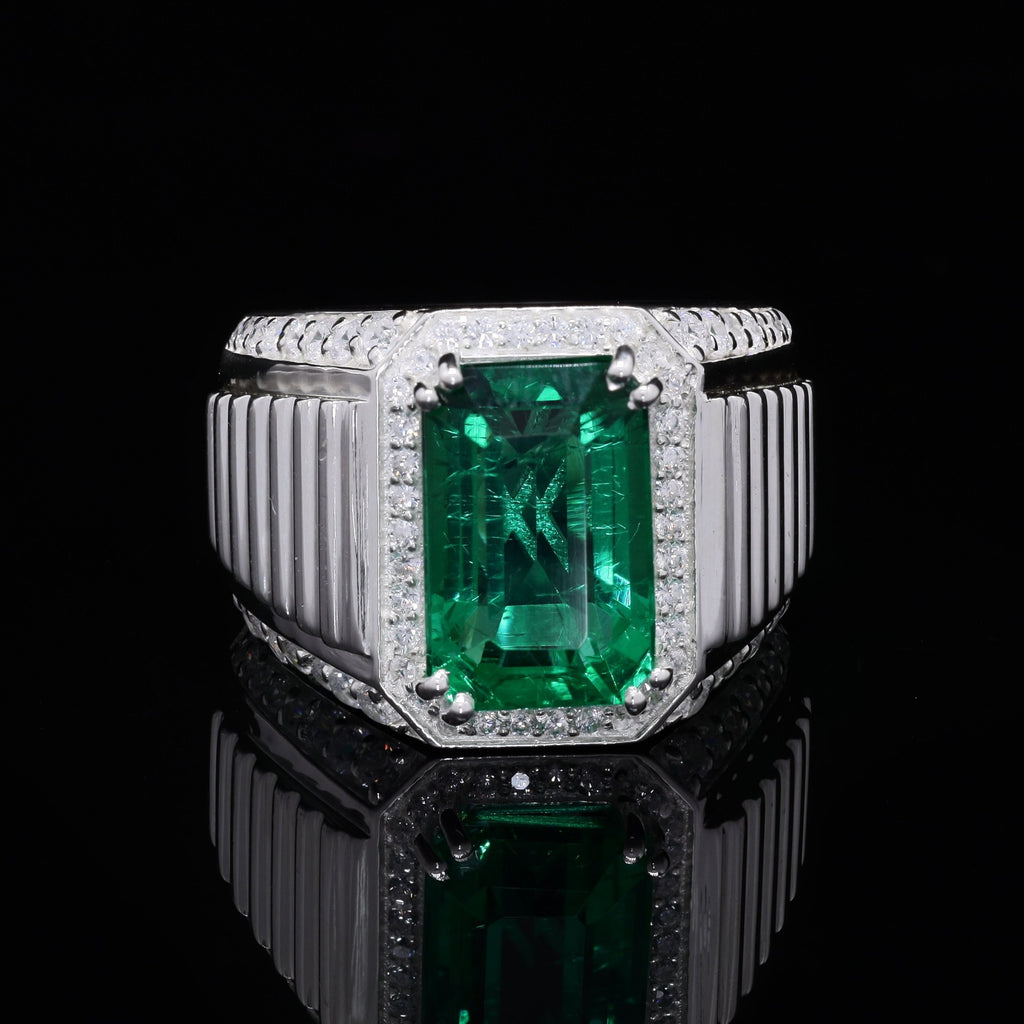 Men's Lab Grown Emerald Ring, Bold Luxury Statement Jewelry with Timeless Sophisticated Style 💚