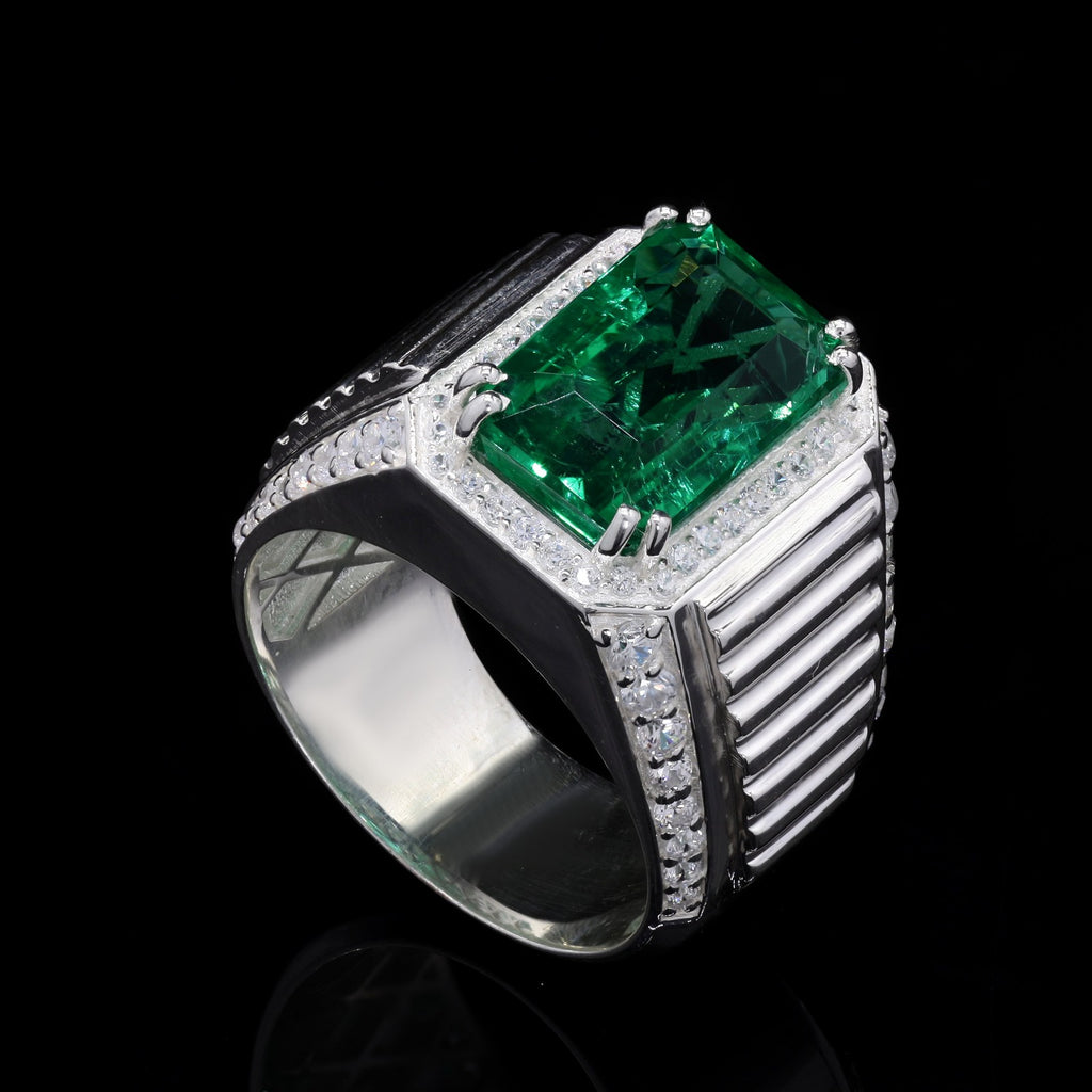 Men's Lab Grown Emerald Ring, Bold Luxury Statement Jewelry with Timeless Sophisticated Style 💚