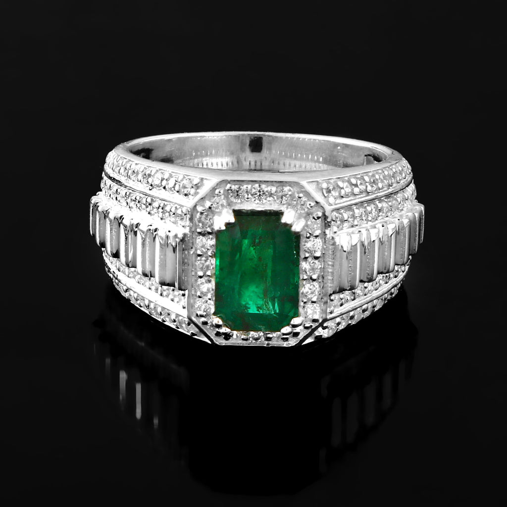 Men's Lab Grown Emerald Ring, Bold Luxury Statement Jewelry with Timeless Sophisticated Style