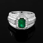 Men's Lab Grown Emerald Ring, Bold Luxury Statement Jewelry with Timeless Sophisticated Style