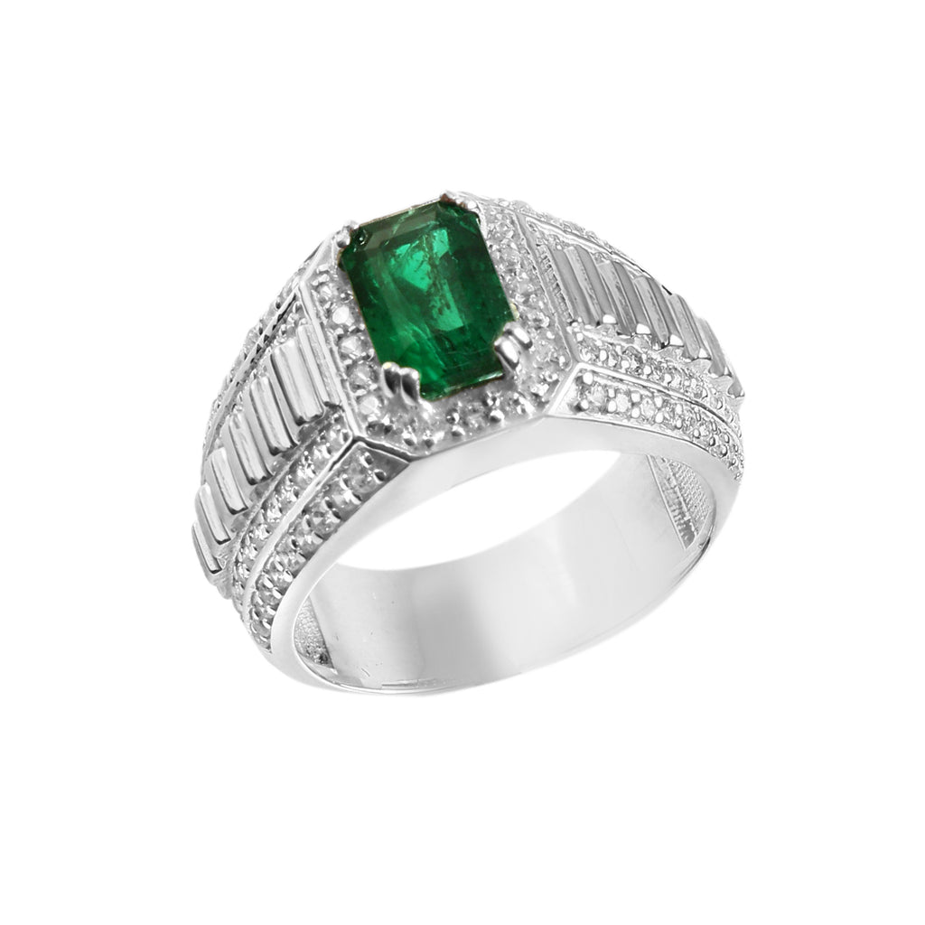 Men's Lab Grown Emerald Ring, Bold Luxury Statement Jewelry with Timeless Sophisticated Style