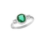 Lab Grown Emerald Cushion Cut Moissanite Ring for Her, Elegant Vintage Inspired Jewelry