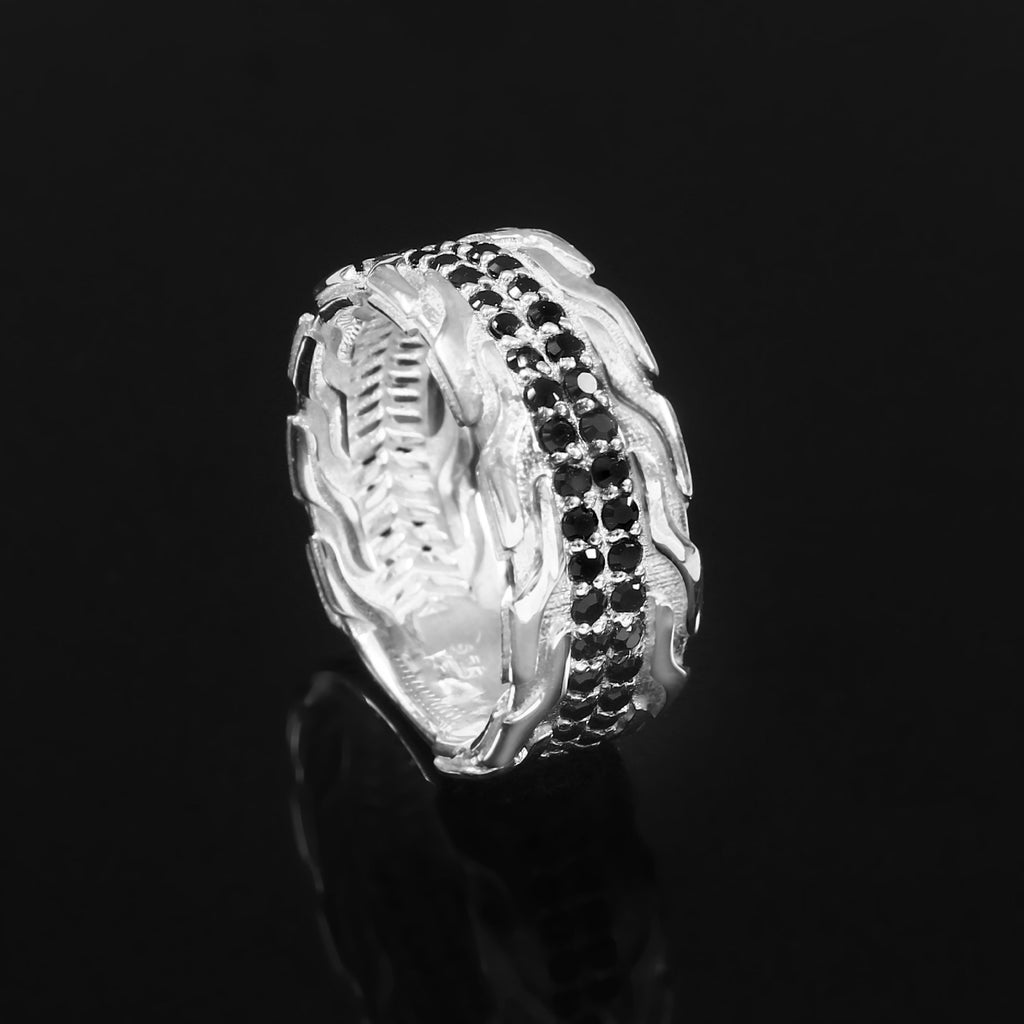 Black Moissanite Wedding Band for Him, Trendy Men's Ring with Modern Luxury Style
