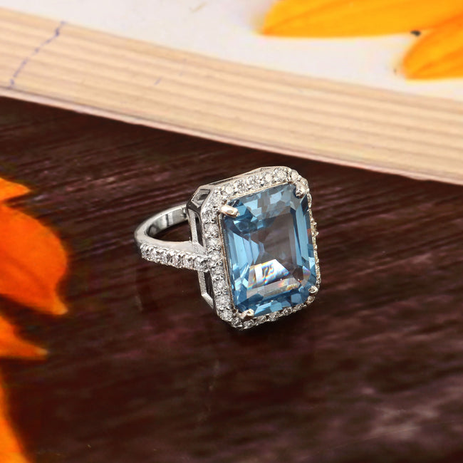 Natural Blue Topaz Ring for Her, Elegant Gemstone Jewelry with Timeless Sparkling Beauty Main Image