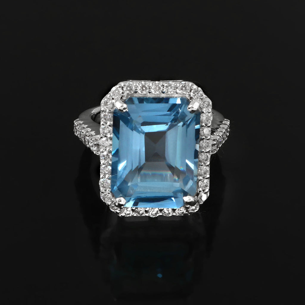 Natural Blue Topaz Ring for Her, Elegant Gemstone Jewelry with Timeless Sparkling Beauty