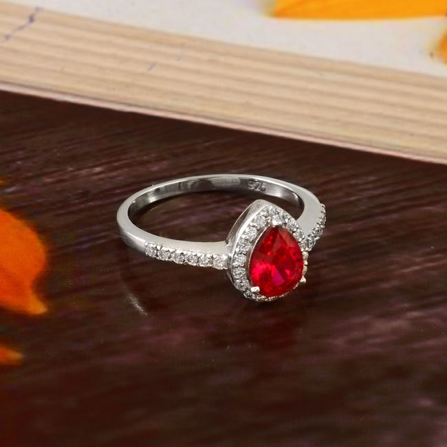 Natural Ruby and Moissanite Ring for Her, Elegant Gemstone Engagement Anniversary Jewelry Main Image