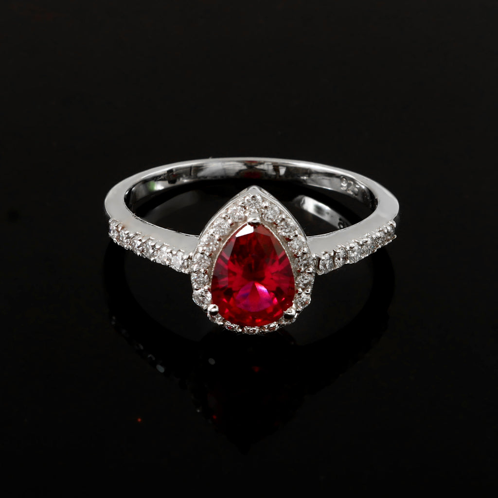 Natural Ruby and Moissanite Ring for Her, Elegant Gemstone Engagement Anniversary Jewelry