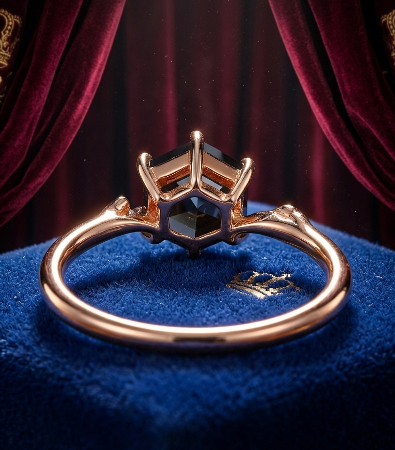 Elegant Hexagon Shape Blue Topaz Ring for Women in Sterling Silver Anniversary Gift Jewelry