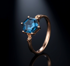 Elegant Hexagon Shape Blue Topaz Ring for Women in Sterling Silver Anniversary Gift Jewelry