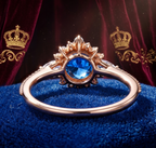 Elegant Round Blue Topaz and Pear Moonstone Ring for Women, Sterling Silver Anniversary Gift Jewelry