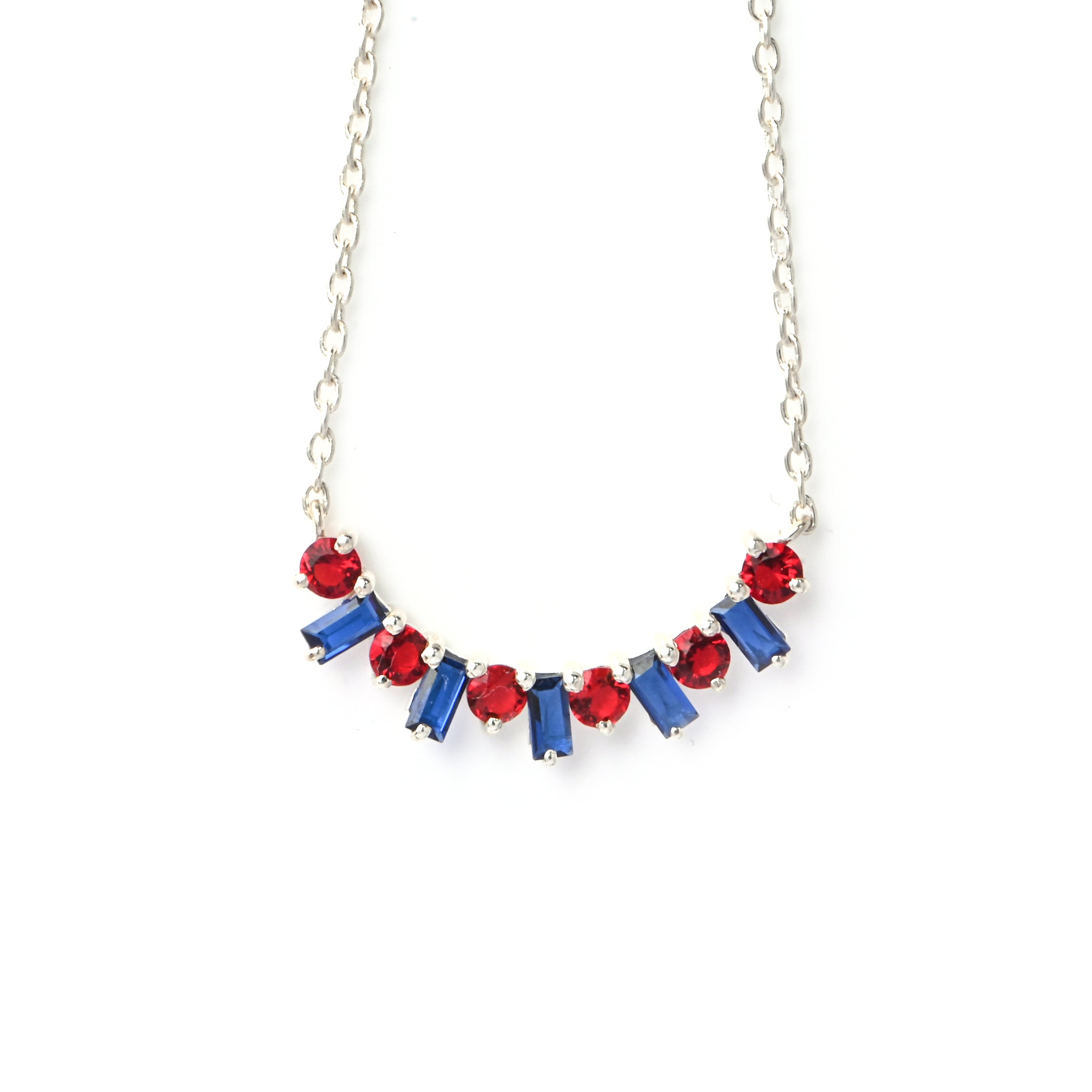 Elegant Ruby and Sapphire Pendant for Her, Timeless Luxury Gift with Radiant Sparkle