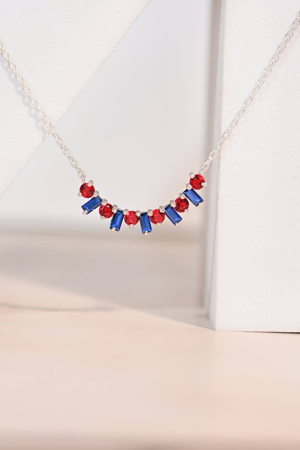 Elegant Ruby and Sapphire Pendant for Her, Timeless Luxury Gift with Radiant Sparkle