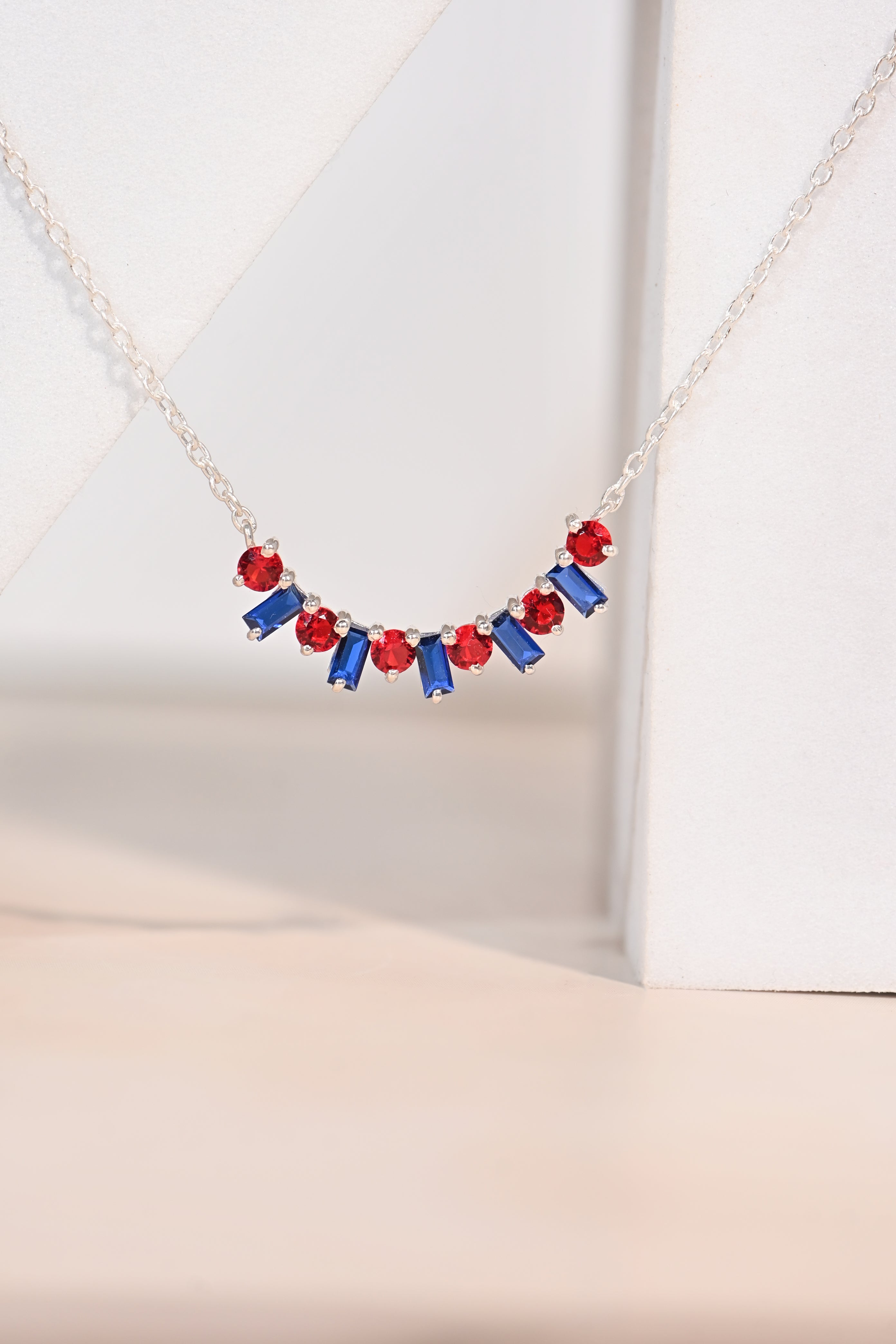 Elegant Ruby and Sapphire Pendant for Her, Timeless Luxury Gift with Radiant Sparkle