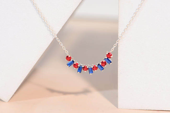 Elegant Ruby and Sapphire Pendant for Her, Timeless Luxury Gift with Radiant Sparkle Main Image