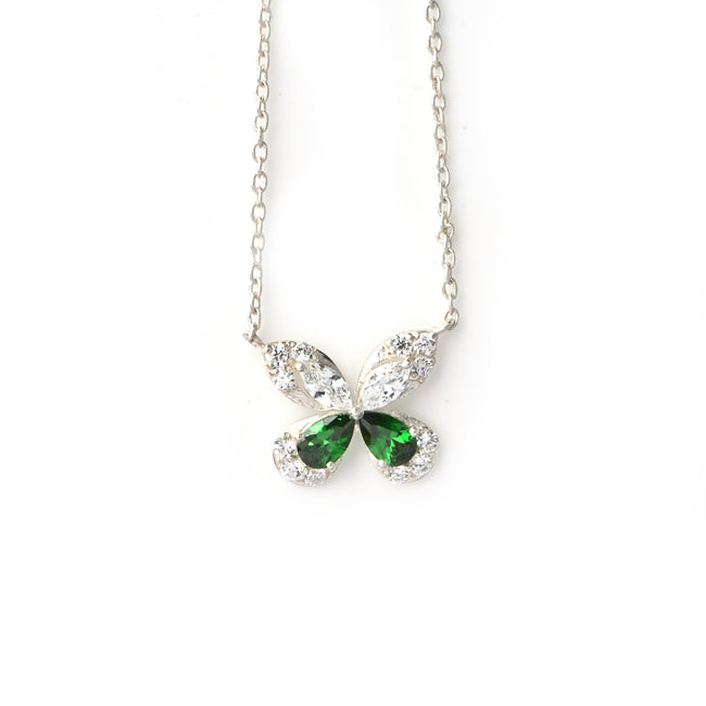 Elegant Moissanite and Emerald Pendant for Her, Timeless Luxury Sparkle Gift Jewelry Piece Hover Image