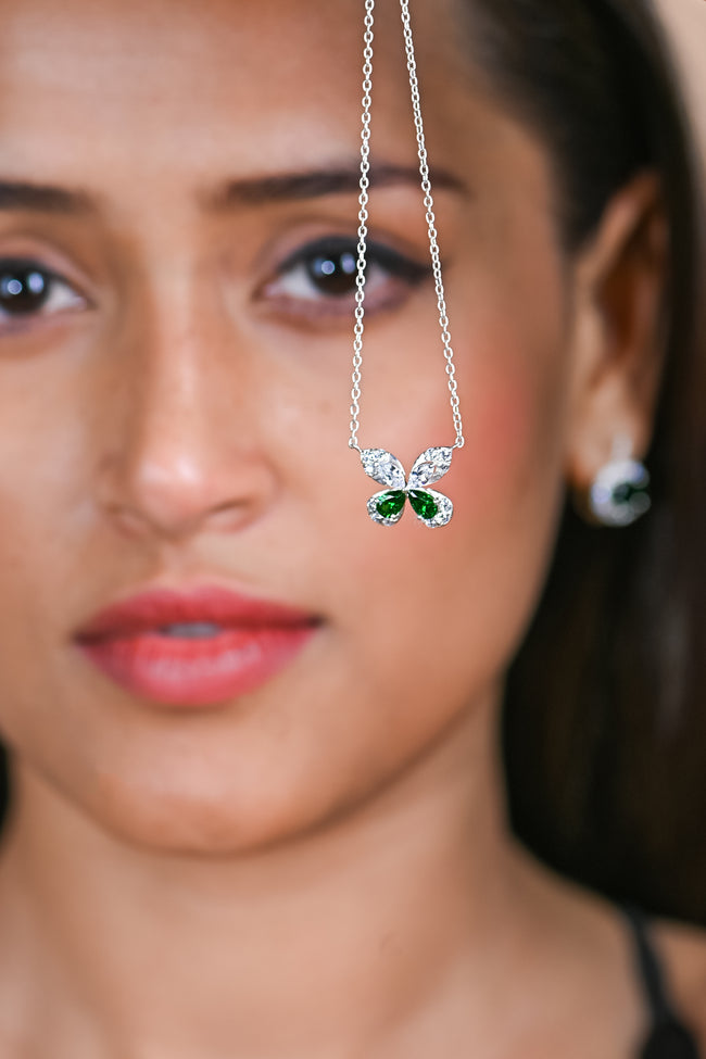 Elegant Moissanite and Emerald Pendant for Her, Timeless Luxury Sparkle Gift Jewelry Piece Main Image