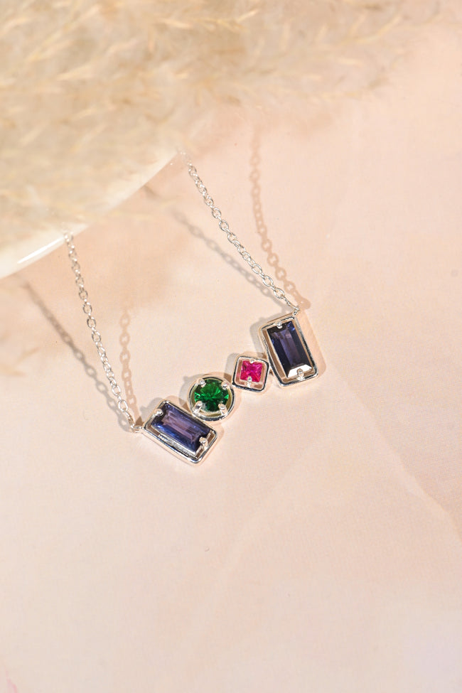 Elegant Alexandrite, Emerald, and Ruby Pendant for Her, Timeless Luxury Sparkle Jewelry Gift Hover Image